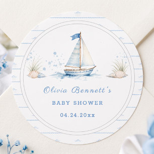 Sticker Rond Matelot C'est un Garçon Baby Shower Bateau à Voile