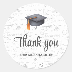 Sticker Rond Math Black Graduation Cap Merci