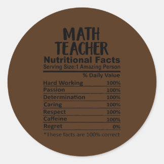 Sticker Rond Math Enseignant Nutrition Faits Drôle