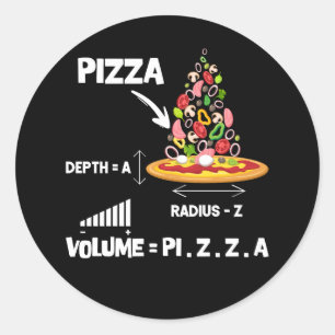 Sticker Rond Math Nerd Pizza Amateurs de volume Formule Geek Ma