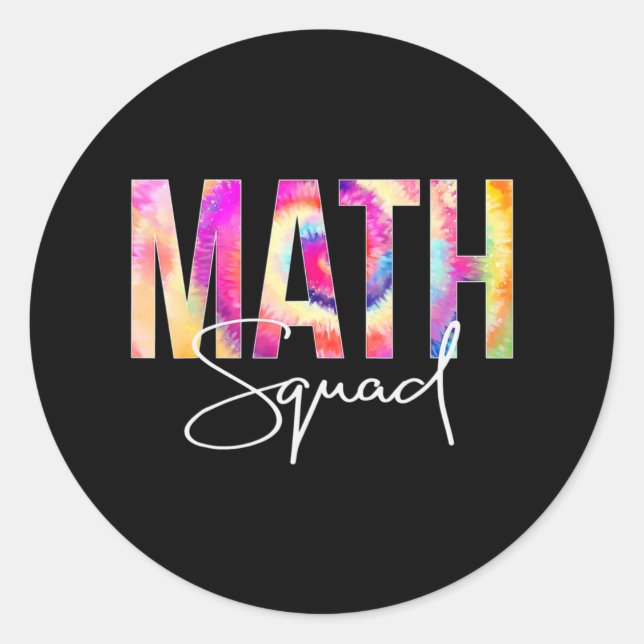 Sticker Rond Math Squad Tie Dye Retour À L'École Les femmes app (Devant)