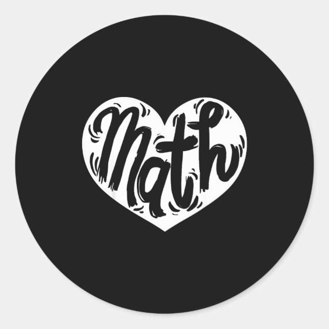 Sticker Rond Math Teacher Student Love Valentine's Day  (Devant)
