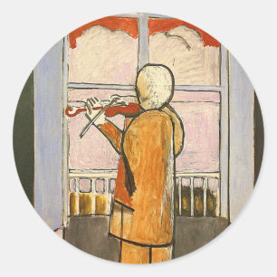 Sticker Rond Matisse, violoniste à la fenêtre