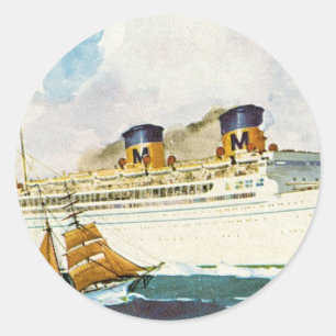 Sticker Rond Matson Liner à Hawaii