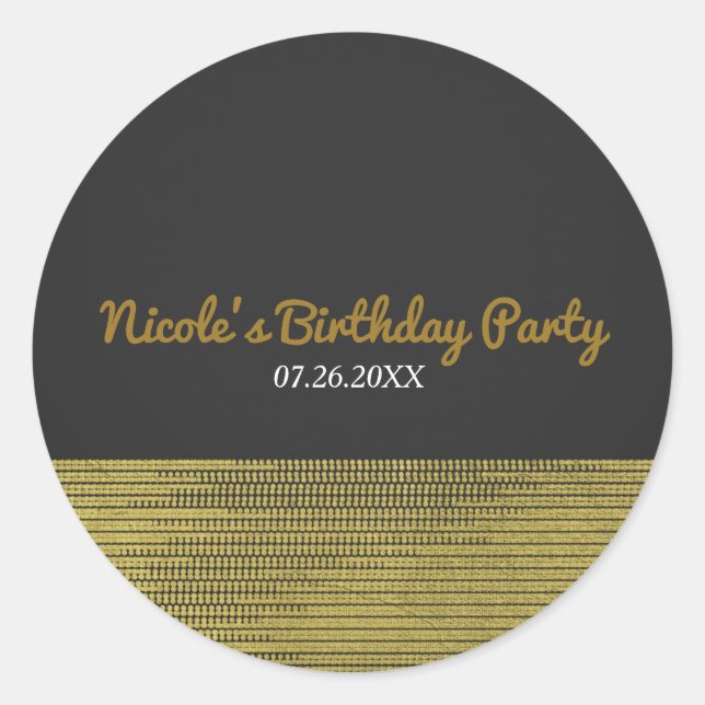 Sticker Rond Matte Gold Modern Glam Sequins Chic Elegant Favori (Devant)