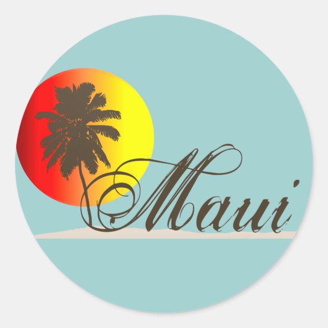Sticker Rond Maui Hawaii Souvenir (Devant)