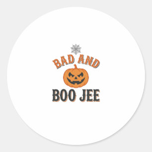 Sticker Rond Mauvais et Boo Jee Halloween Citrouille Graphique_