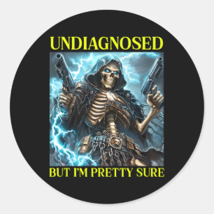 Sticker Rond Mauvais Squelette Autisme non diagnostiqué Brainro
