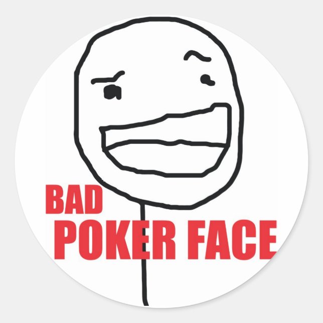 Sticker Rond Mauvais visage de poker (Devant)