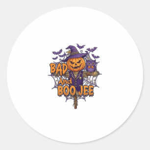 Sticker Rond Mauvaise Boo Jee Citrouille Épouvantail Hibou Viol