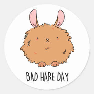 Sticker Rond Mauvaise journée de lièvre amusant jeu de lapin