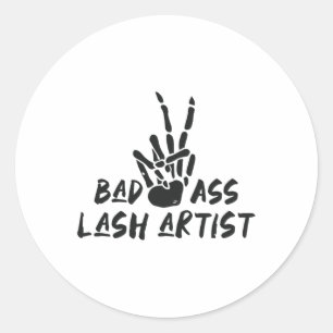 Sticker Rond Mauvaise Lash Artiste Skelleton Main Halloween Las