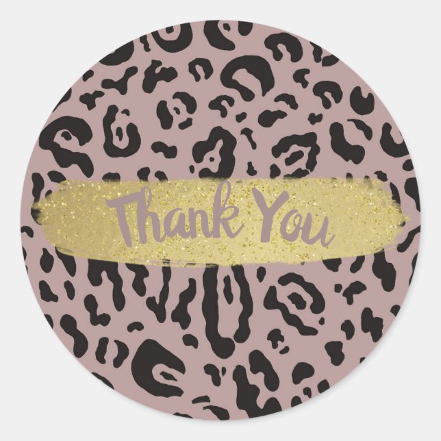Sticker Rond Mauve Blush Pink Cheetah Leopard Animal Party (Devant)