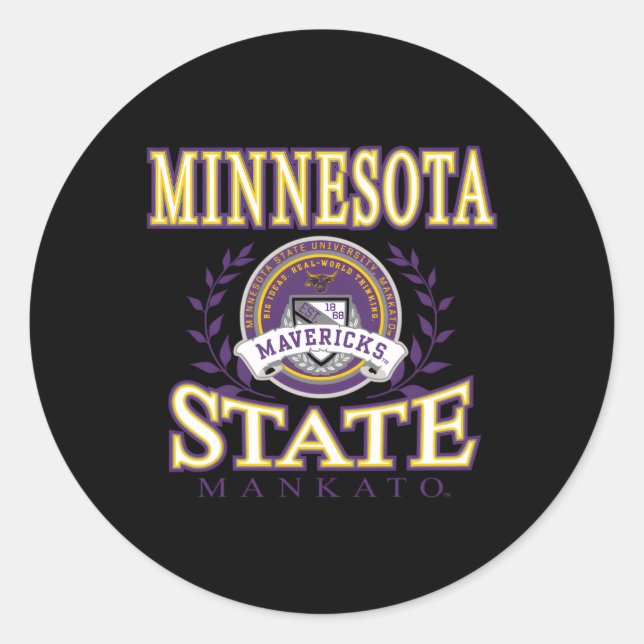 Sticker Rond Mavericks Laurels, État du Minnesota (Devant)