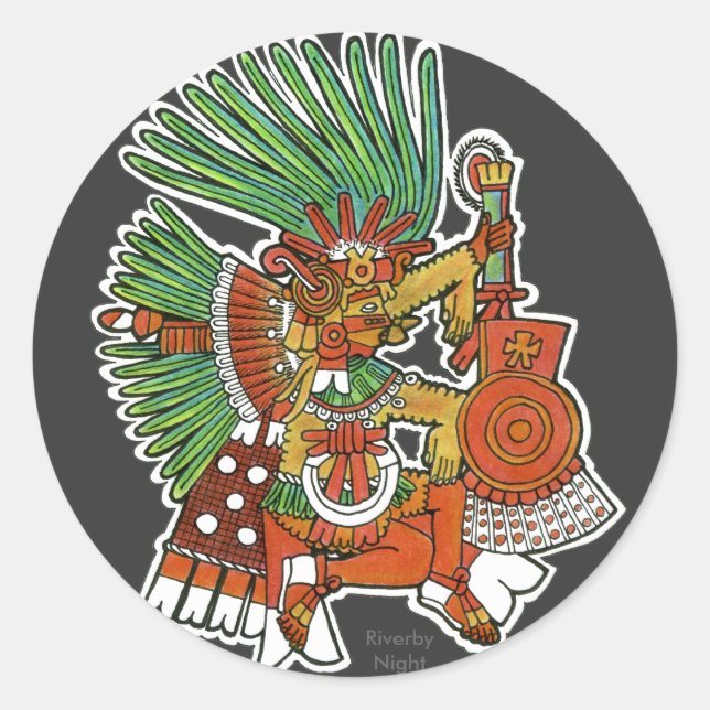 Sticker Rond Maya Tezcalipoca Dieu (Devant)