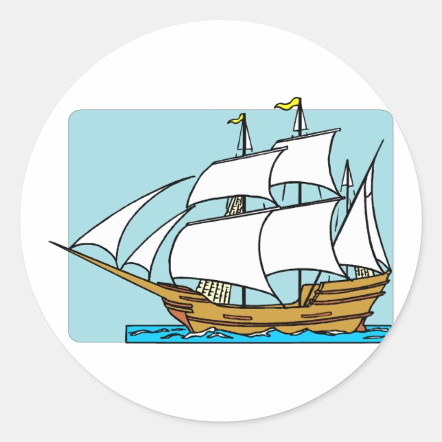 Sticker Rond Mayflower Voit Vers Plymouth (Devant)