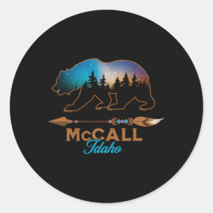 Sticker Rond Mccall Idaho Ours Starry Night Sky Forest Nouveaut