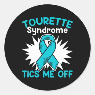 Sticker Rond Me Déclenche Turquoise Ribbon Tourette Syndrome Re