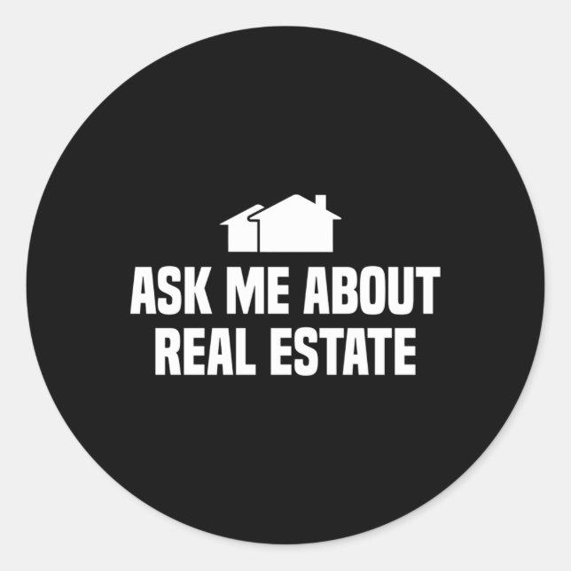 Sticker Rond Me demander à propos de l'agent immobilier (Devant)