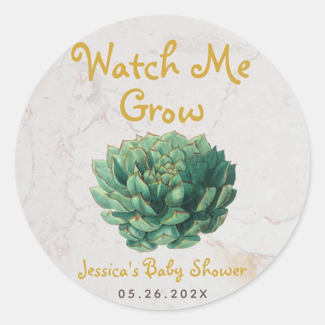 Sticker Rond Me surveiller croissance Baby shower botanique Suc (Devant)