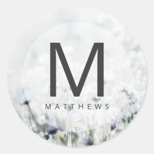 Sticker Rond Meadow Song fondu Fleur sauvage Monogramme Mariage