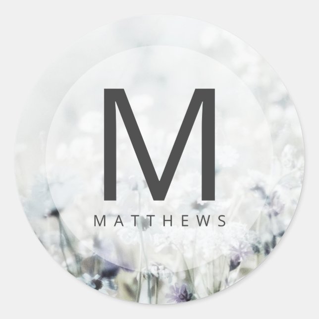 Sticker Rond Meadow Song fondu Fleur sauvage Monogramme Mariage (Devant)
