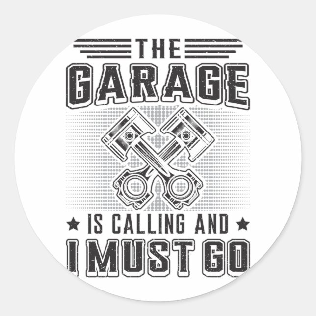 Sticker Rond Mécanique Voiture Mécanique Garage Réparation Drôl (Devant)