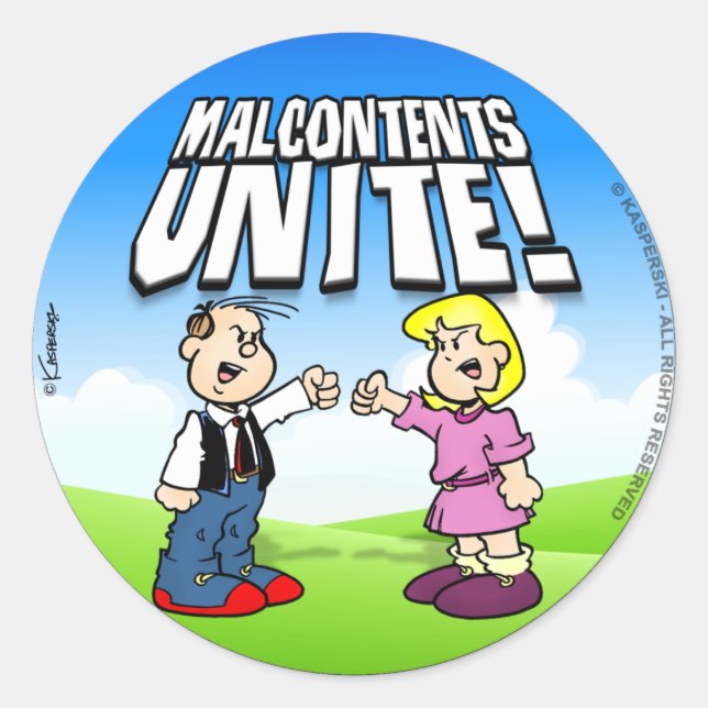 Sticker Rond Mécontents Unissez-vous (Devant)
