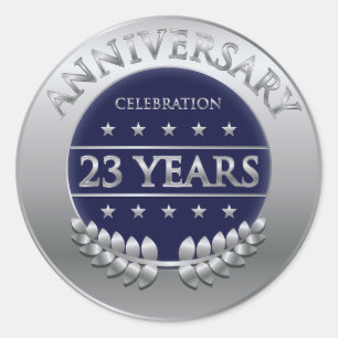 Sticker Rond Médaille d'argent du vingt-troisième anniversaire