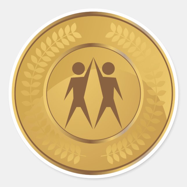 Sticker Rond Médaille d'or de travail d'équipe (Devant)