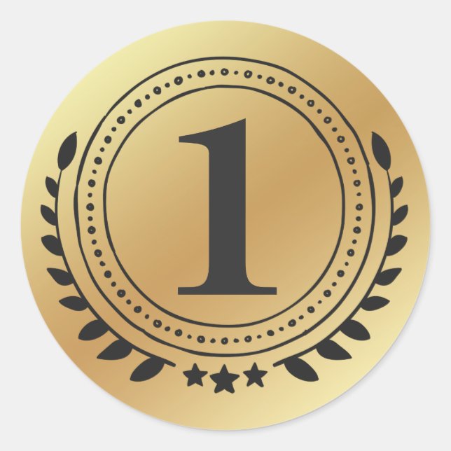 Sticker Rond Médaille d'or d'honneur de première place avec dég (Devant)