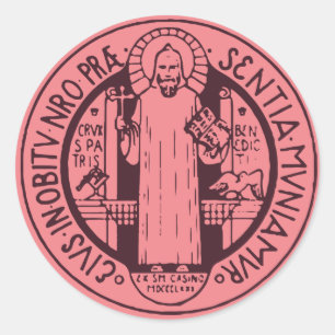 Sticker Rond Médaille Symbole d'Art Minimaliste Saint Benoît