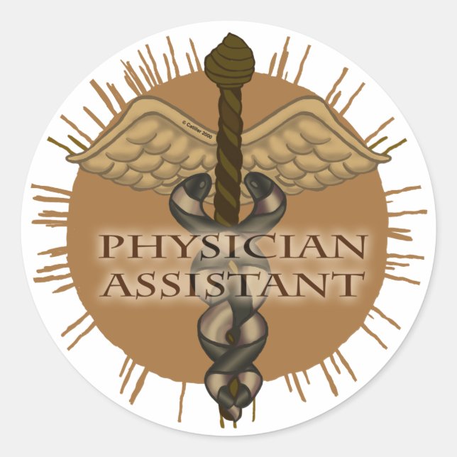 Sticker Rond Médecin Assistant Caduceus (Devant)