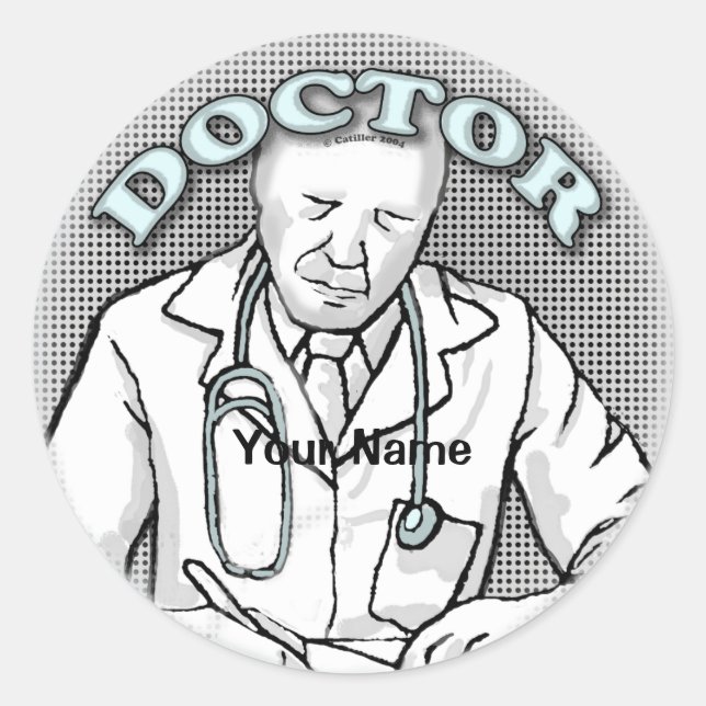 Sticker Rond Médecin rétro (Devant)