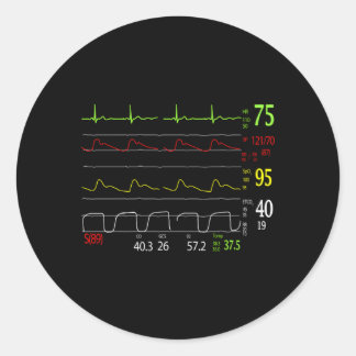 Sticker Rond Médicale Ecg Ekg Moniteur de taux