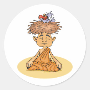 Sticker Rond Méditation amusante