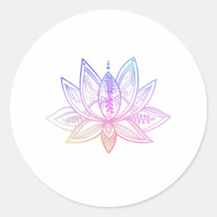 Sticker Rond Méditation de Lotus Flower Yoga Gradient jaune bl