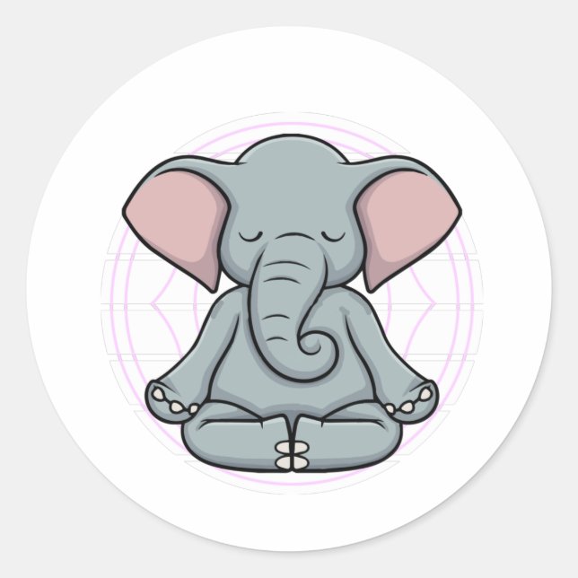 Sticker Rond Méditation éléphant Yoga Zen (Devant)