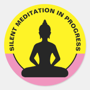Sticker Rond Méditation SILENCIEUSE en cours & Bouddha Mindful