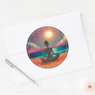 Sticker Rond Méditation Yoga pacifique Lune Lumière Sky Sea Adr