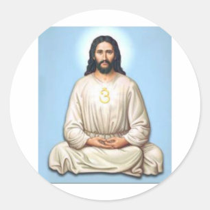 Sticker Rond Méditer Jésus avec Om