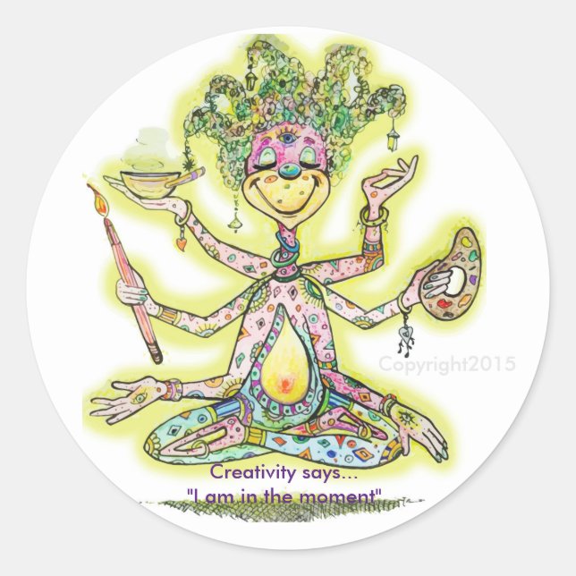 Sticker Rond Méditer la créativité (Devant)