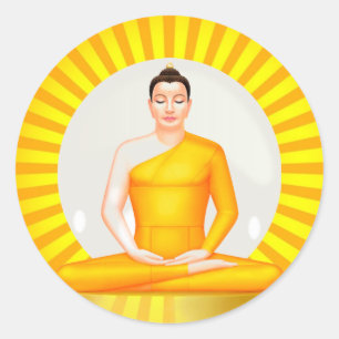 Sticker Rond Méditer l'autocollant Bouddha