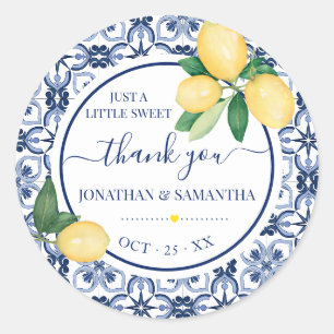 Sticker Rond Mediterranean Lemons Bridal Shower Thank You