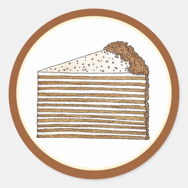 Sticker Rond Medovik Medivnyk Russie Ukrainienne Miel Gâteau (Devant)