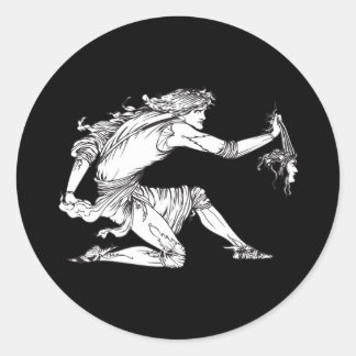 Sticker Rond Medusa Aubrey Beardsley