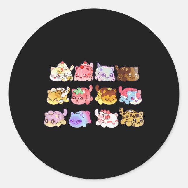 Sticker Rond Meemeow Cats Plush (Devant)