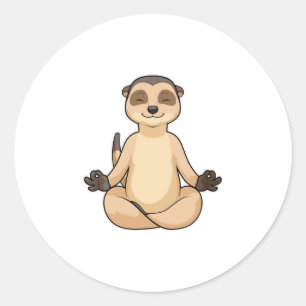 Sticker Rond Meerkat à la méditation de Yoga