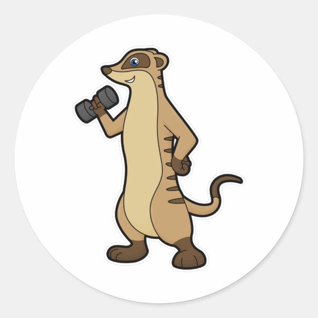 Sticker Rond Meerkat à l'entraînement Force avec Dumbbell (Devant)