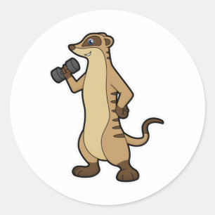 Sticker Rond Meerkat à l'entraînement Force avec Dumbbell
